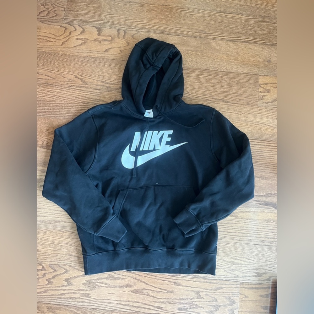 Nike boys Black Hoodie with White Logo size medium